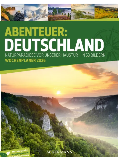 Ackermann Kunstverlag Wochenkalender-Abenteuer Deutschland Wochenplaner Kalender 2026 | Naturparadiese