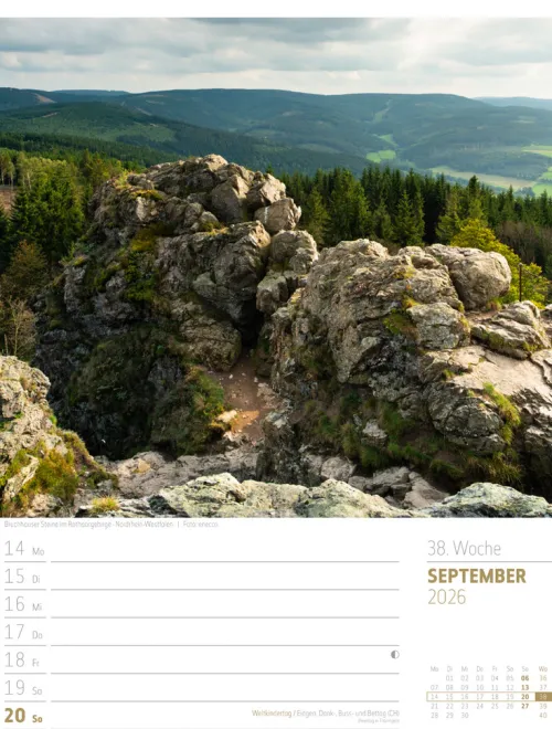 Ackermann Kunstverlag Wochenkalender-Abenteuer Deutschland Wochenplaner Kalender 2026 | Naturparadiese