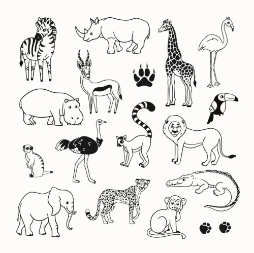 Aladine Stempel & -Kissen-- Kinder Stempel Funny Savanne