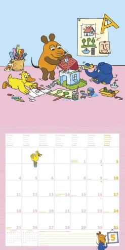 teNeues Calendars & Stationery GmbH & Co. KG Posterkalender*Alpha Edition - Die Maus Kalender 2026 - Wandkalender 30×30 cm (30×60 geöffnet) mit Illustrationen & Platz für Notizen, Broschürenkalender inkl. Poster, idealer Bildkalender für Kinder & Maus-Fans