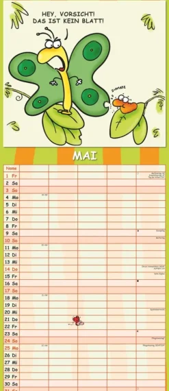 teNeues Calendars & Stationery GmbH & Co. KG Terminkalender*Alpha Edition - Lach mal wieder... Familienplaner 2026 - 19,5×45 cm mit 5 Spalten & lustigen Cartoons, mehrsprachiger Familienkalender/Wandkalender für Termine in Haushalt, Schule & Freizeit