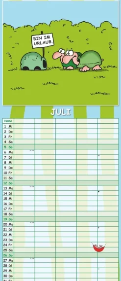 teNeues Calendars & Stationery GmbH & Co. KG Terminkalender*Alpha Edition - Lach mal wieder... Familienplaner 2026 - 19,5×45 cm mit 5 Spalten & lustigen Cartoons, mehrsprachiger Familienkalender/Wandkalender für Termine in Haushalt, Schule & Freizeit