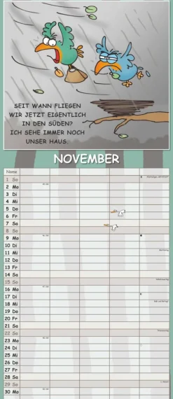 teNeues Calendars & Stationery GmbH & Co. KG Terminkalender*Alpha Edition - Lach mal wieder... Familienplaner 2026 - 19,5×45 cm mit 5 Spalten & lustigen Cartoons, mehrsprachiger Familienkalender/Wandkalender für Termine in Haushalt, Schule & Freizeit