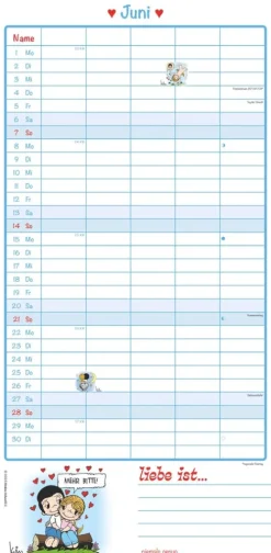teNeues Calendars & Stationery GmbH & Co. KG Terminkalender-Alpha Edition - Liebe ist... Familientermine 2026 - Familienkalender 22×45 cm mit 5 Spalten & Monatsübersicht, liebevoll illustrierter Familienplaner & Terminkalender für Paare, Eltern & Kinder