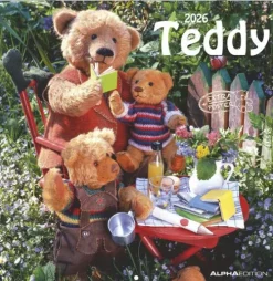 Alpha Edition - Teddy Kalender 2026 - Bildkalender & Wandkalender im Broschürenformat 30×30 cm, aufgeklappt 30×60 cm mit 12 liebevollen Teddy-Motiven & Poster, FSC-zertifiziert*teNeues Calendars & Stationery GmbH & Co. KG Sale
