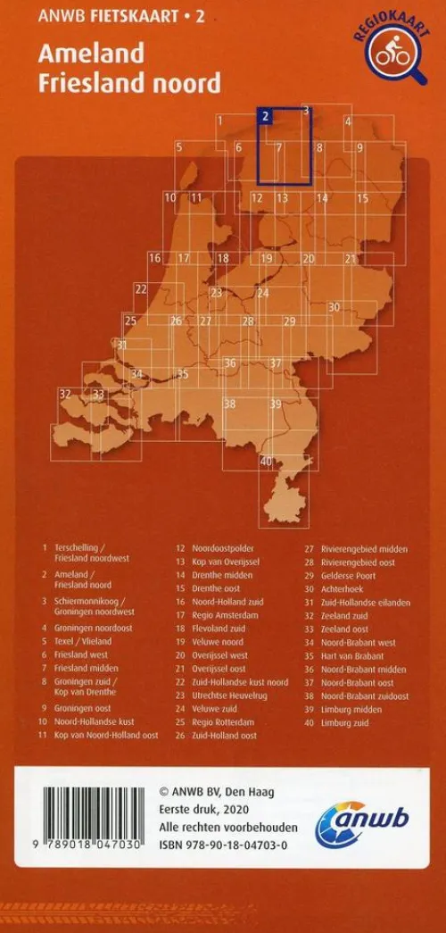 ANWB Media Inside Sales Niederländische Bücher-Ameland - Friesland noord (Nes / Dokkum / Leeuwarden) 1 : 66 000