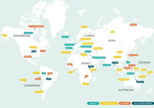 DuMont Buchverlag GmbH Karten & Atlanten-Atlas der vom Aussterben bedrohten Sprachen