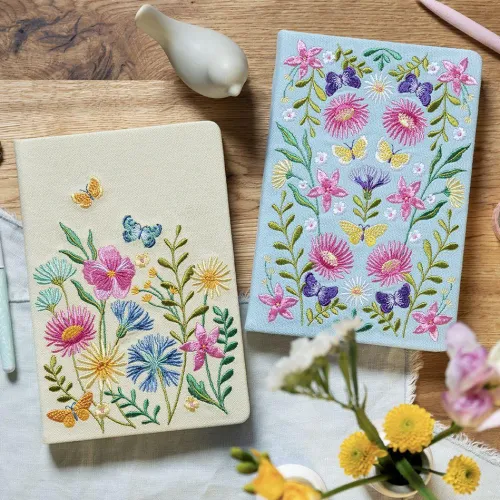 Groh Verlag Notizbücher & -Blöcke-Blütenträume Notizbuch bestickt, A5 - 240 Seiten, beige