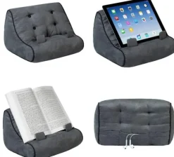 Bookchair Vertrieb Lesen & Geschichten-Bookcouch Grau | Lesekissen für Bücher und Tablets | Buchständer | Tablethalter | Lesehillfe | Deutsche Ausgabe