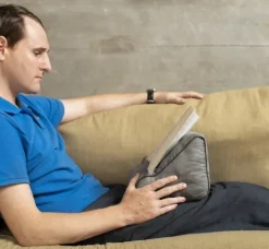 Bookchair Vertrieb Lesen & Geschichten-Bookcouch Grau | Lesekissen für Bücher und Tablets | Buchständer | Tablethalter | Lesehillfe | Deutsche Ausgabe