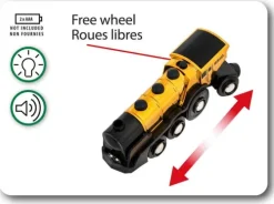 BRIO AB Modelle & Konstruktion-BRIO World 33630 Goldene Batterielok mit Licht und Sound - Mit Auskoppel-Funktion zur Nutzung als Schiebelok - Empfohlen ab 3 Jahren
