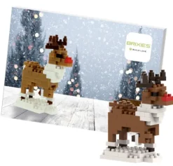 BRIXIES 220053 - Postkarte Rentier, 3D Konstruktionsbausatz aus Ministeinen, 89 Teile*Schäfer Toy Company GmbH