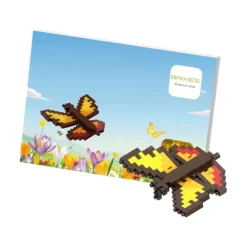 Schäfer Toy Company GmbH Postkarten*BRIXIES 220041 - Postkarte Schmetterling, 3D Konstruktionsbausatz aus Ministeinen, 125 Teile