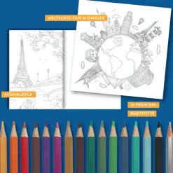 Colorful World Weltreise - Fernweh-Ausmal-Koffer*frechverlag GmbH New