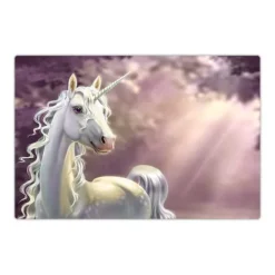 Cover-your-desk Schreibtischunterlagen*Schreibtischunterlage für Kinder und Erwachsene weißes Einhorn vor lila Hintergrund, aus hochwertigem Vinyl , 60 x 40 cm