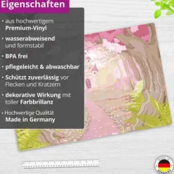 Cover-your-desk Schreibtischunterlagen-Schreibtischunterlage für Kinder und Erwachsene Märchenschloss im rosa Zauberwald, aus hochwertigem Vinyl , 60 x 40 cm
