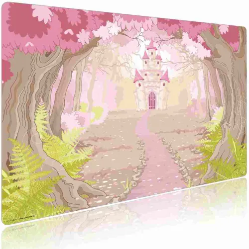 Cover-your-desk Schreibtischunterlagen-Schreibtischunterlage für Kinder und Erwachsene Märchenschloss im rosa Zauberwald, aus hochwertigem Vinyl , 60 x 40 cm