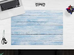 Schreibtischunterlage für Kinder und Erwachsene Blaue Holzbretter im Vintage-Look, aus hochwertigem Vinyl , 60 x 40 cm*Cover-your-desk Outlet
