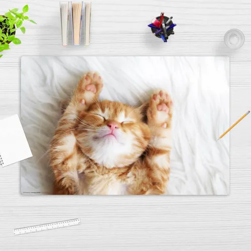 Cover-your-desk Schreibtischunterlagen-Schreibtischunterlage für Kinder und Erwachsene Süßes Katzenbaby beim Schlafen, aus hochwertigem Vinyl , 60 x 40 cm