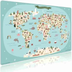 Cover-your-desk Schreibtischunterlagen*Schreibtischunterlage für Kinder Weltkarte, aus hochwertigem Vinyl , 60 x 40 cm