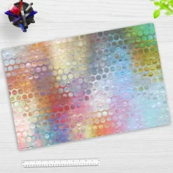 Schreibtischunterlage für Kinder und Erwachsene Regenbogen-Punkte Glas, aus hochwertigem Vinyl, 60 x 40 cm*Cover-your-desk Best