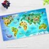 Schreibtischunterlage für Kinder und Erwachsene Weltkarte in deutsch mit vielen Tieren, aus hochwertigem Vinyl , 74 x 40 cm*Cover-your-desk Hot