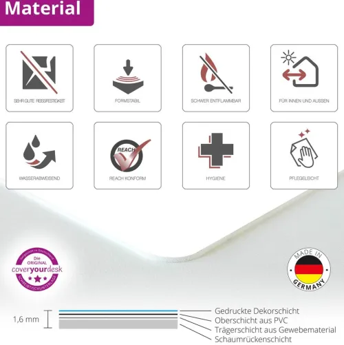 Schreibtischunterlage für Kinder und Erwachsene Weltkarte in deutsch mit vielen Tieren, aus hochwertigem Vinyl , 74 x 40 cm*Cover-your-desk Hot