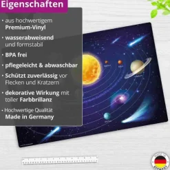 Cover-your-desk Schreibtischunterlagen-Schreibtischunterlage für Kinder und Erwachsene Unser Sonnensystem II, aus hochwertigem Vinyl , 60 x 40 cm