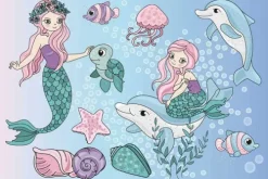 Cover-your-desk Schreibtischunterlagen*Schreibtischunterlage für Kinder Meerjungfrauen unter Wasser, aus hochwertigem Vinyl , 60 x 40 cm