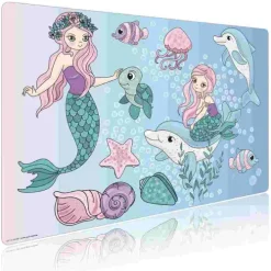 Cover-your-desk Schreibtischunterlagen*Schreibtischunterlage für Kinder Meerjungfrauen unter Wasser, aus hochwertigem Vinyl , 60 x 40 cm