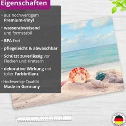 Cover-your-desk Schreibtischunterlagen-Schreibtischunterlage für Kinder und Erwachsene Traumstrand mit Muscheln, aus hochwertigem Vinyl , 60 x 40 cm