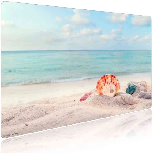 Cover-your-desk Schreibtischunterlagen-Schreibtischunterlage für Kinder und Erwachsene Traumstrand mit Muscheln, aus hochwertigem Vinyl , 60 x 40 cm