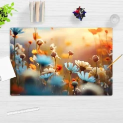 Cover-your-desk Schreibtischunterlagen*Schreibtischunterlage für Kinder und Erwachsene Wildblumen im Abendlicht, aus hochwertigem Vinyl, 60 x 40 cm