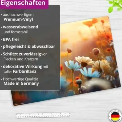 Cover-your-desk Schreibtischunterlagen*Schreibtischunterlage für Kinder und Erwachsene Wildblumen im Abendlicht, aus hochwertigem Vinyl, 60 x 40 cm