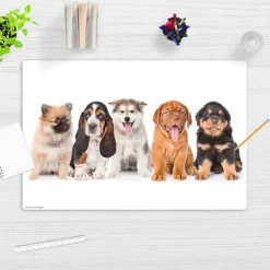 Schreibtischunterlage für Kinder 5 süße Hundewelpen, aus hochwertigem Vinyl , 60 x 40 cm*Cover-your-desk New