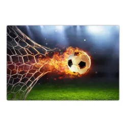 Cover-your-desk Schreibtischunterlagen-Schreibtischunterlage für Kinder Flammender Fußball mit Feuerschweif, aus hochwertigem Vinyl , 60 x 40 cm