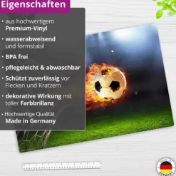 Cover-your-desk Schreibtischunterlagen-Schreibtischunterlage für Kinder Flammender Fußball mit Feuerschweif, aus hochwertigem Vinyl , 60 x 40 cm