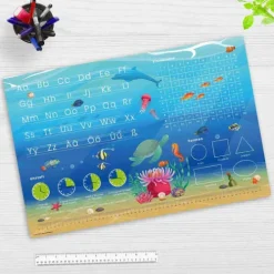 Schreibtischunterlage für Kinder Lernunterlage Einschulung, Unterwasserwelt Optik, aus hochwertigem Vinyl, 60 x 40 cm*Cover-your-desk