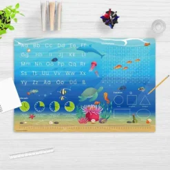 Schreibtischunterlage für Kinder Lernunterlage Einschulung, Unterwasserwelt Optik, aus hochwertigem Vinyl, 60 x 40 cm*Cover-your-desk