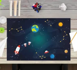 Cover-your-desk Schreibtischunterlagen-Schreibtischunterlage für Kinder und Erwachsene Weltraumabenteuer, aus hochwertigem Vinyl , 60 x 40 cm