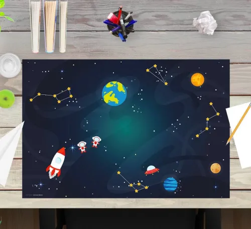 Cover-your-desk Schreibtischunterlagen-Schreibtischunterlage für Kinder und Erwachsene Weltraumabenteuer, aus hochwertigem Vinyl , 60 x 40 cm