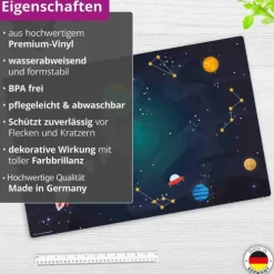 Cover-your-desk Schreibtischunterlagen-Schreibtischunterlage für Kinder und Erwachsene Weltraumabenteuer, aus hochwertigem Vinyl , 60 x 40 cm