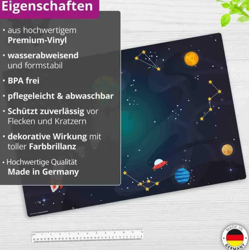 Cover-your-desk Schreibtischunterlagen-Schreibtischunterlage für Kinder und Erwachsene Weltraumabenteuer, aus hochwertigem Vinyl , 60 x 40 cm