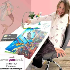 Cover-your-desk Schreibtischunterlagen*Schreibtischunterlage für Kinder Dinosaurier ABC, aus hochwertigem Vinyl, 60 x 40 cm