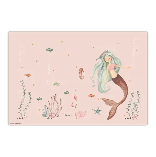 cover-your-desk Schreibtischunterlagen*Schreibtischunterlage für Kinder und Erwachsene Meerjungfrau im rosa Meer, aus hochwertigem Vinyl , 60 x 40 cm