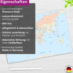 Cover-your-desk Schreibtischunterlagen-Schreibtischunterlage für Kinder Weltkarte Kinder, aus hochwertigem Vinyl , 60 x 40 cm