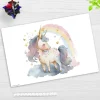 Cover-your-desk Schreibtischunterlagen-Schreibtischunterlage für Kinder Regenbogen Einhorn Aquarel, aus hochwertigem Vinyl, 60 x 40 cm