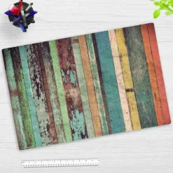 Cover-your-desk Schreibtischunterlagen-Schreibtischunterlage für Kinder und Erwachsene Verwittertes Holz in bunten Farben, aus hochwertigem Vinyl, 60 x 40 cm