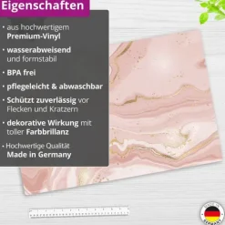 Schreibtischunterlage für Kinder rosafarbener Marmor mit Goldadern, aus hochwertigem Vinyl , 60 x 40 cm*Cover-your-desk Clearance