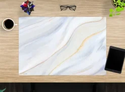 Cover-your-desk Schreibtischunterlagen*Schreibtischunterlage für Kinder und Erwachsene Cremefarbener Marmor, aus hochwertigem Vinyl , 60 x 40 cm